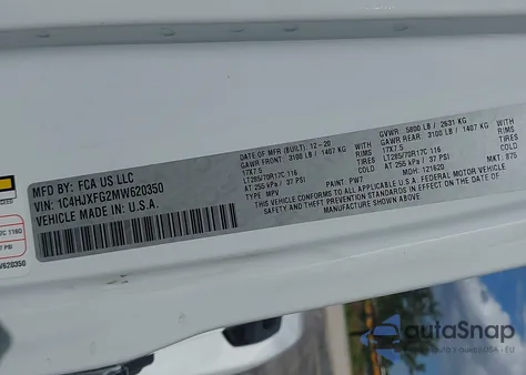 2021 Jeep Wrangler Unlimited Rubicon 4X4 z USA, uszkodzony, nr VIN 1C4HJXFG2MW620350